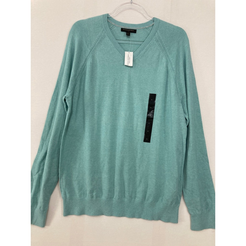 New Banana Republic V-Neck Sweater Large Cotton Knit Pullover Lightweight